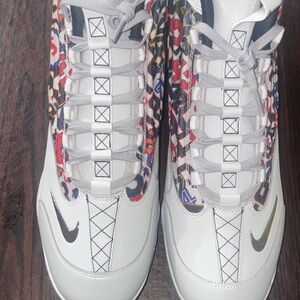 Nike White Special Edition cleats with Multicolor Pattern Accents